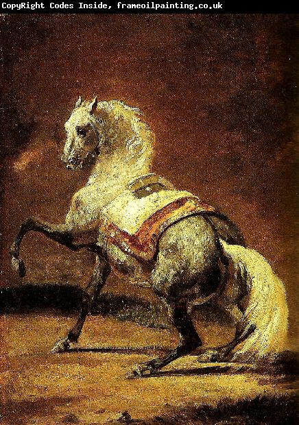 Theodore   Gericault cheval gris pommele
